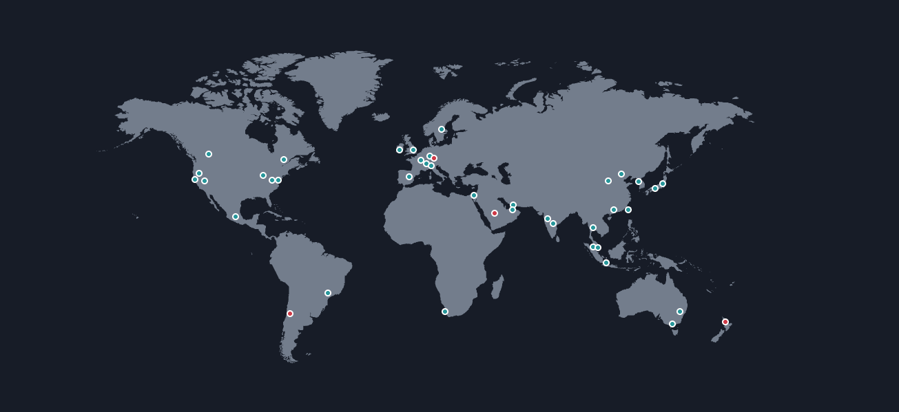 Mapa das regiões AWS